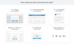 promotion options for social media quizzes built in Interact