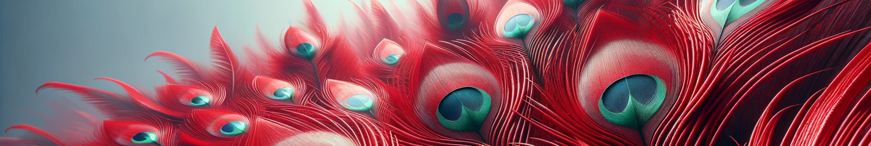 Social Media Strategy Blog header image featuring a realistic depiction of red peacock feathers with dark green and black feathers.
